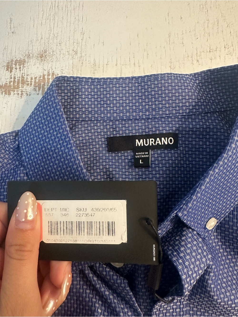 Murano Blue Micro-Pattern Button-Down Shirt - Picture 3 of 3